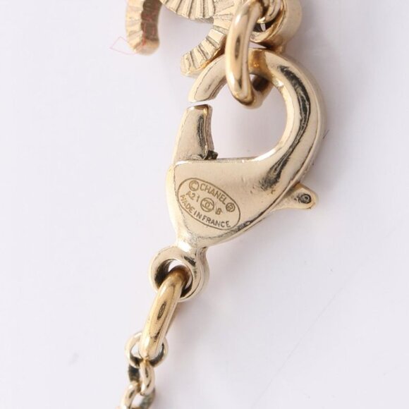 Chanel Necklace CC Logo Gold Pink White - Picture 5 of 7